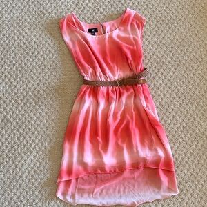 Stylish Coral Young Women’s Dress with Belt